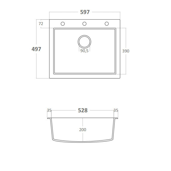 Sanitec Ultra 809 Pietra Νεροχύτης Γρανίτης Ένθετος