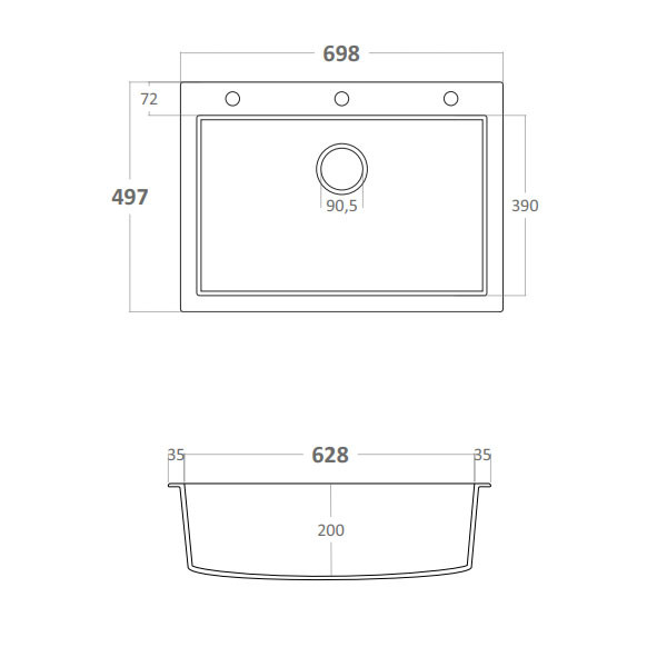 Sanitec Ultra 815 Sienna Νεροχύτης Γρανίτης Ένθετος