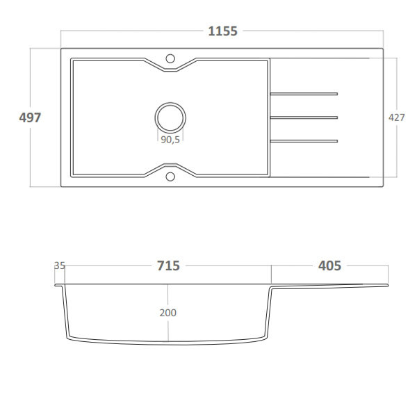 Sanitec Ultra 817 Ocra Νεροχύτης Γρανίτης Ένθετος