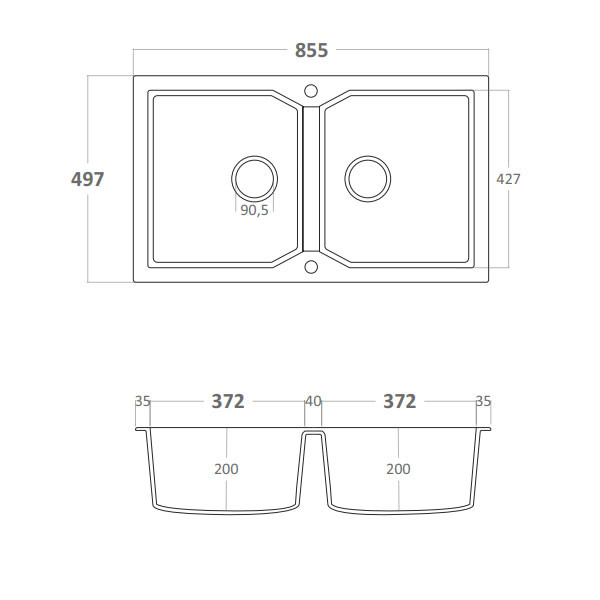Sanitec Ultra 818 Ocra Νεροχύτης Γρανίτης Ένθετος