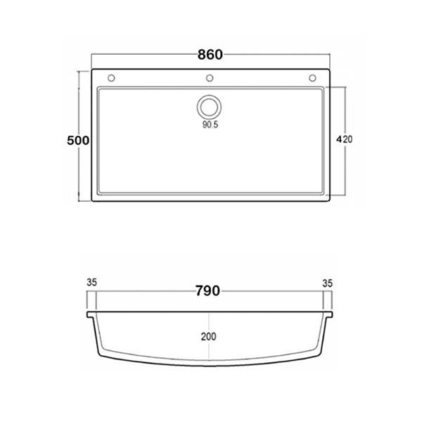 Sanitec Ultra 820 Νεροχύτης Γρανίτης Ένθετος