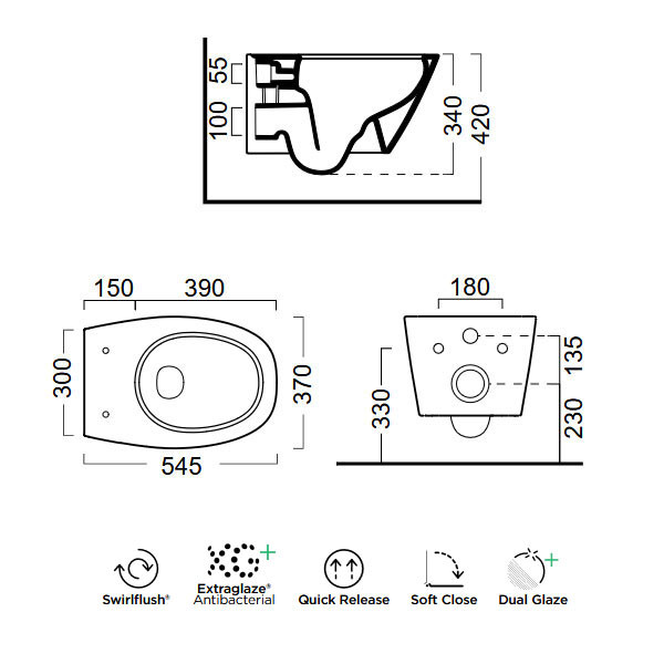 Gsi Modo Plus Swirl 841500SC-300 Λεκάνη Κρεμαστή