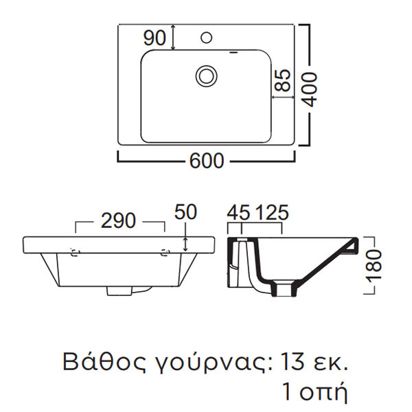 Gsi Norm 8631-300 Νιπτήρας Ένθετος