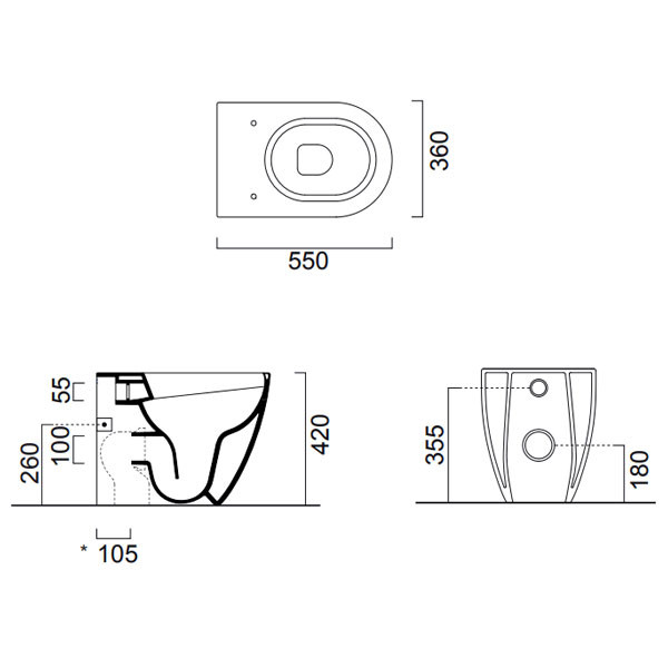 GSI Pura Swirl 889000SC-920 Ghiaccio Rimless Λεκάνη Υψηλής Πιέσεως