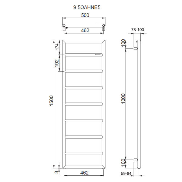 Thermo Tempo TEM15050-221 Θερμαντική Πετσετοκρεμάστρα Antique Brass 50 X 150