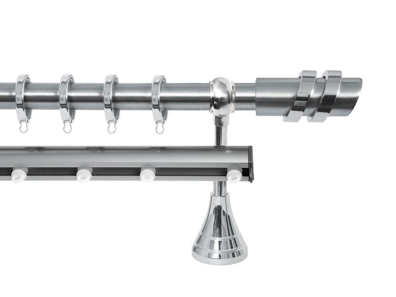 Import Σειρά Α Νο 4 Κουρτινόξυλο Διπλό Με Σιδηρόδρομο Ø25 Νίκελ Ματ / Χρώμιο