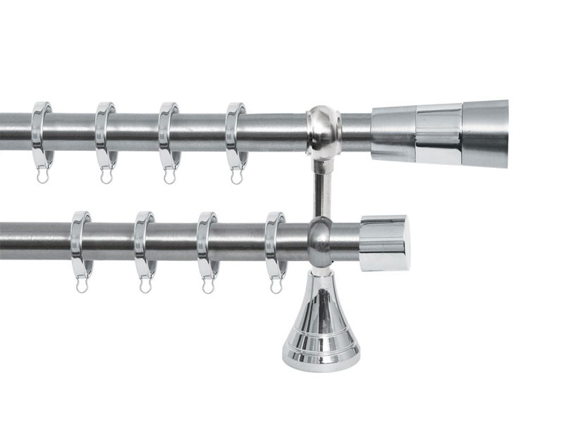 Import Σειρά Α Νο 1 Κουρτινόξυλο Διπλό Με Σωλήνα Ø25 Νίκελ Ματ / Χρώμιο