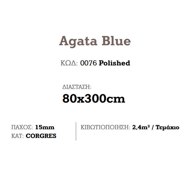 Corgres Slabs Agata Blue Polished Πλακάκι Επένδυσης