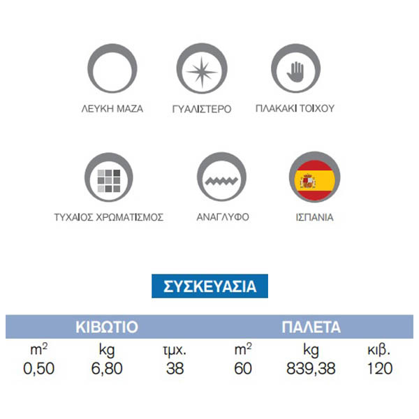 Kolossos Artisan White Πλακάκι Επένδυσης