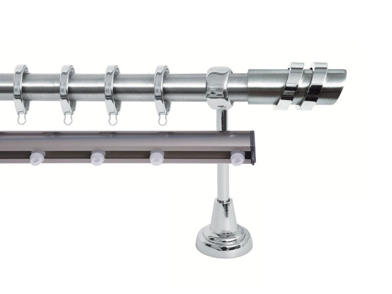 Import Σειρά Β Νο 4 Κουρτινόξυλο Διπλό Με Σιδηρόδρομο Ø25 Νίκελ Ματ / Χρώμιο