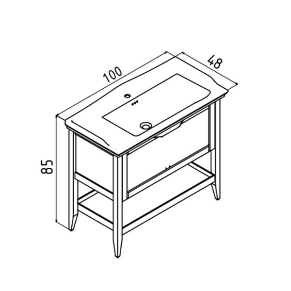 Kolossos Bastle 8075-100 Λευκό Ματ Βάση Επίπλου Μπάνιου Με Νιπτήρα