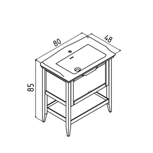 Kolossos Bastle 8075-80 Λευκό Ματ Βάση Επίπλου Μπάνιου Με Νιπτήρα