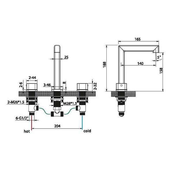 Imex BBT064/ORC Νιπτήρος Τριών Οπών