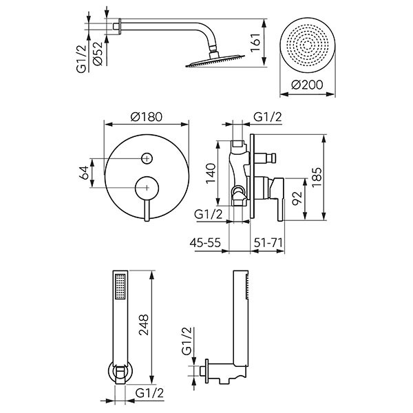 Ferro Ciriculus BCK7P-SET1-S Chrome Σετ Εξαρτημάτων Εντοιχισμού