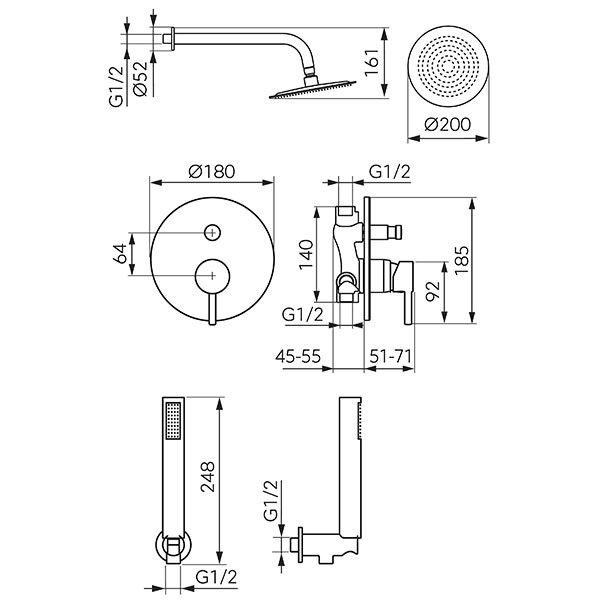 Ferro Ciriculus BCK7PGM-SET1-S Gun Metal Σετ Εξαρτημάτων Εντοιχισμού