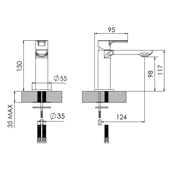 Buades Toke BD.3711011.WH White Μπαταρία Νιπτήρος Χαμηλή