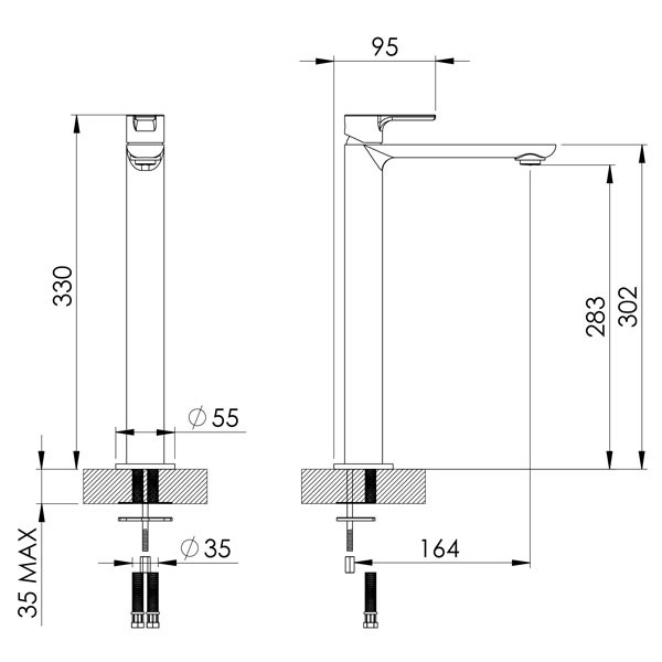 Buades Toke BD.3711031.WH White Μπαταρία Νιπτήρος Ψηλή