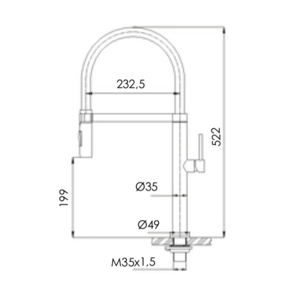 Buades Mika BD.5195421.OCBK Brushed Gold/Black Μπαταρία Κουζίνας Αποσπώμενη