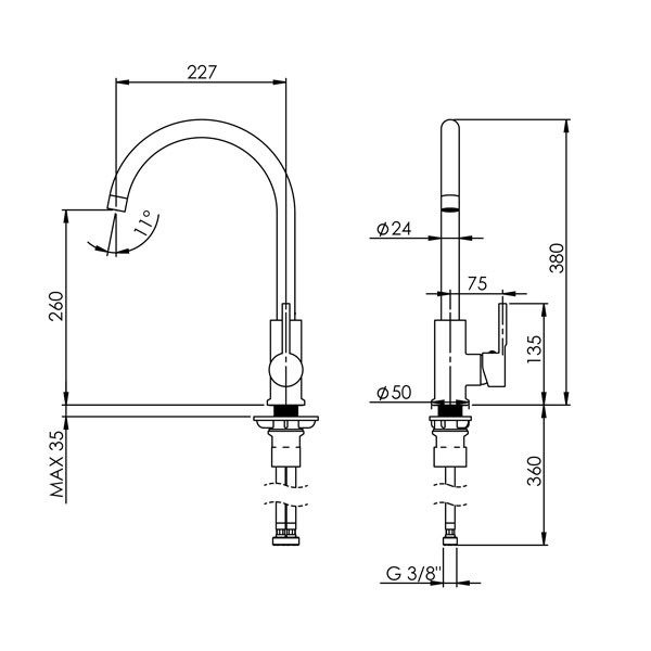 Buades Vital BD.519546F.WH White Μπαταρία Κουζίνας Πάγκου