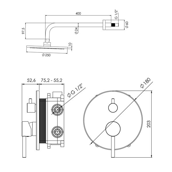 Buades Vetta BD.PAEMP25.BK Black Σετ Εξαρτημάτων Εντοιχισμού