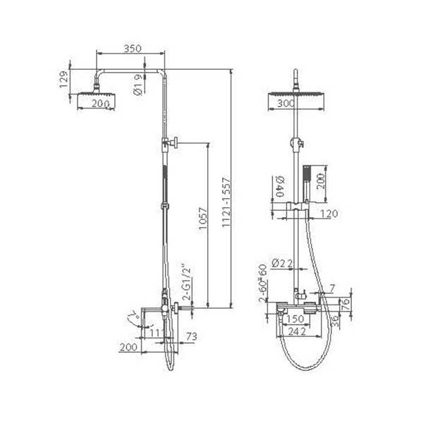 Imex Toscana BDT064-B/OC Στήλη Ντους Με Μπαταρία