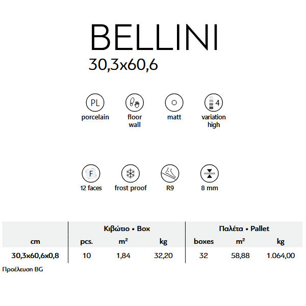 Karag Bellini Light Πλακάκι Δαπέδου Τύπου Ξύλου