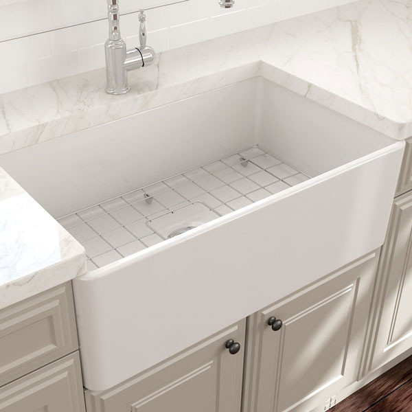 Bocchi Farmhouse 1602-300 White Γυαλιστερό Νεροχύτης Πορσελάνινος Επικαθήμενος