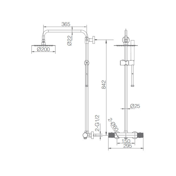 Imex Line BTD038/OC Στήλη Ντους Με Μπαταρία