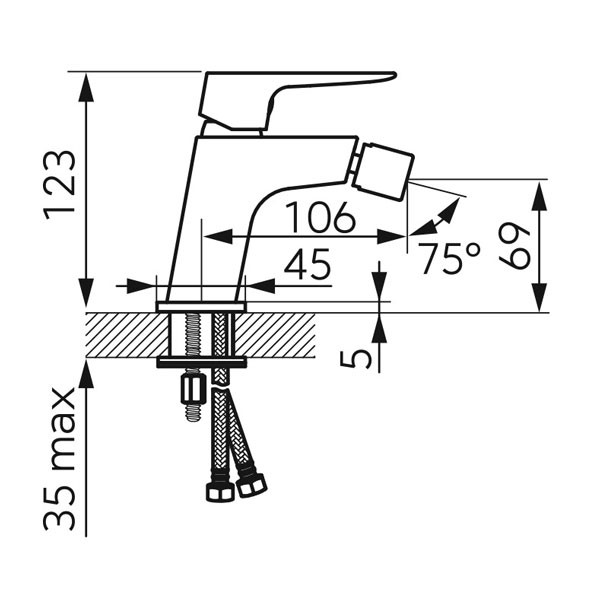 Ferro Vitto Verdeline BVI6VL Chrome Μπαταρία Μπιντέ