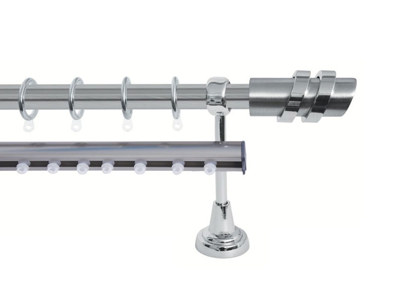 Import Σειρά Γ Νο 4 Κουρτινόξυλο Διπλό Με Σιδηρόδρομο Ø25 Νίκελ Ματ / Χρώμιο