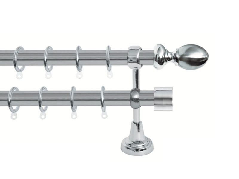 Import Σειρά Γ Νο 6 Κουρτινόξυλο Διπλό Με Σωλήνα Ø25 Νίκελ Ματ / Χρώμιο