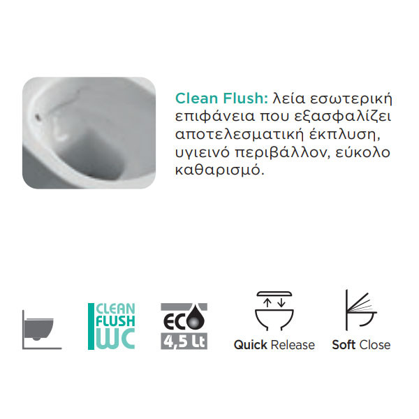 Scarabeo Moon Clean Flush 5521-810 Antique Pink Μπιντέ Μπάνιου Κρεμαστό