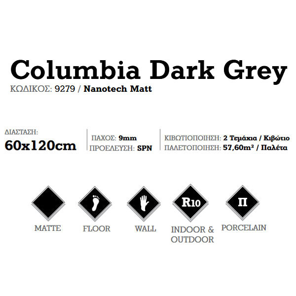 Corgres Columbia Dark Grey 9279 Πλακάκι Δαπέδου
