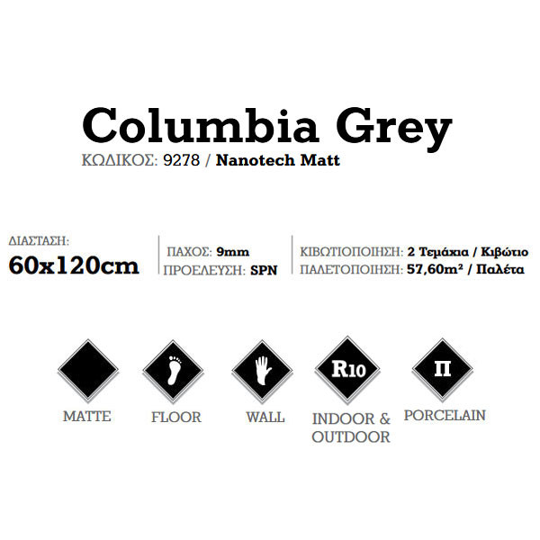 Corgres Columbia Grey 9278 Πλακάκι Δαπέδου