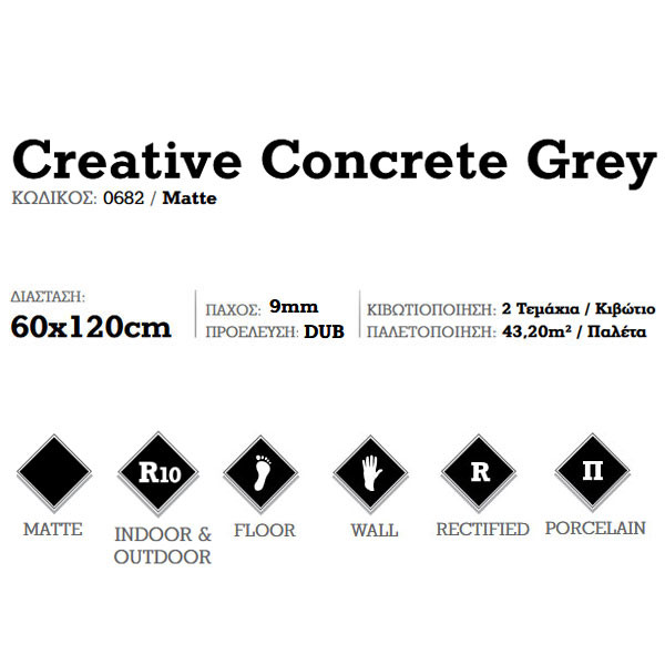 Corgres Creative Concrete Grey 0682 Πλακάκι Δαπέδου