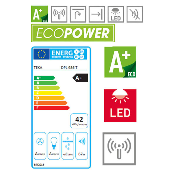 Teka DPL 986 T Ecopower Απορροφητήρας Καμινάδα