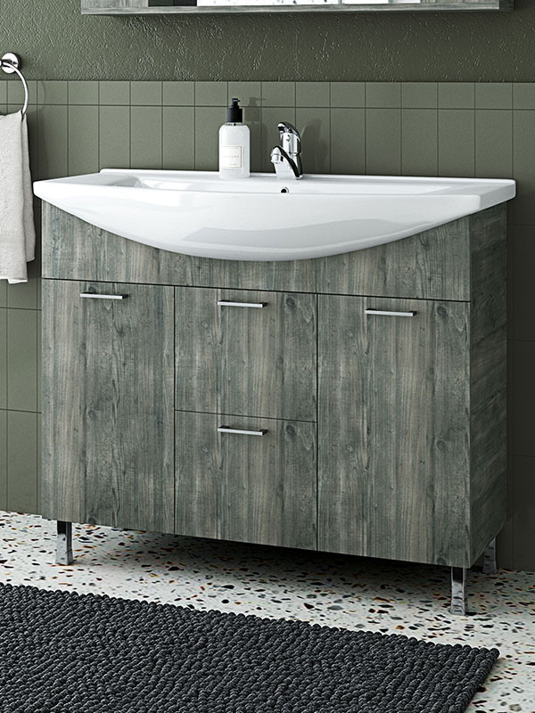 Drop Ritmo 95 Smoked Oak Βάση Επίπλου Μπάνιου Με Νιπτήρα