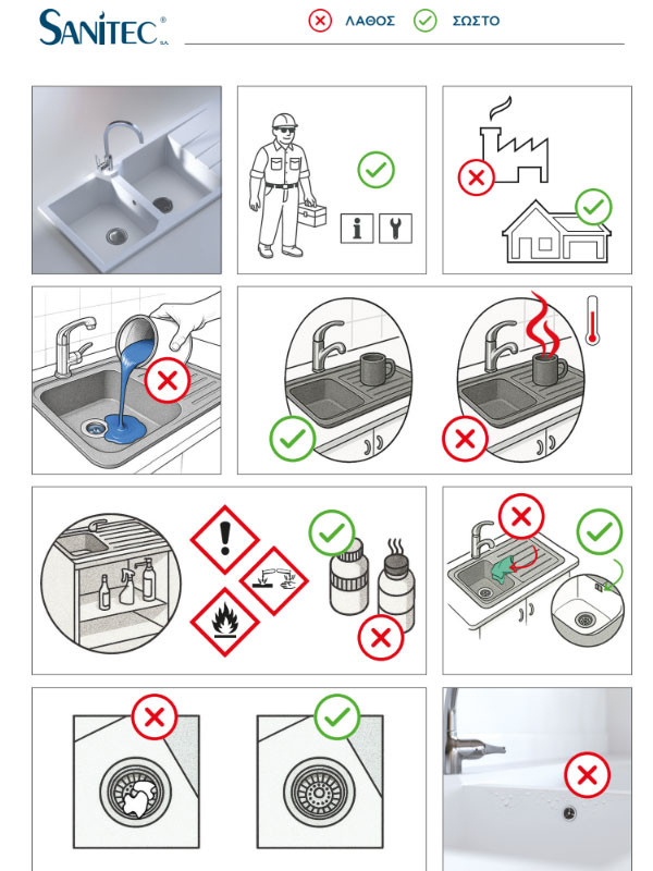 Sanitec Ultra 804 Pietra Νεροχύτης Γρανίτης Ένθετος