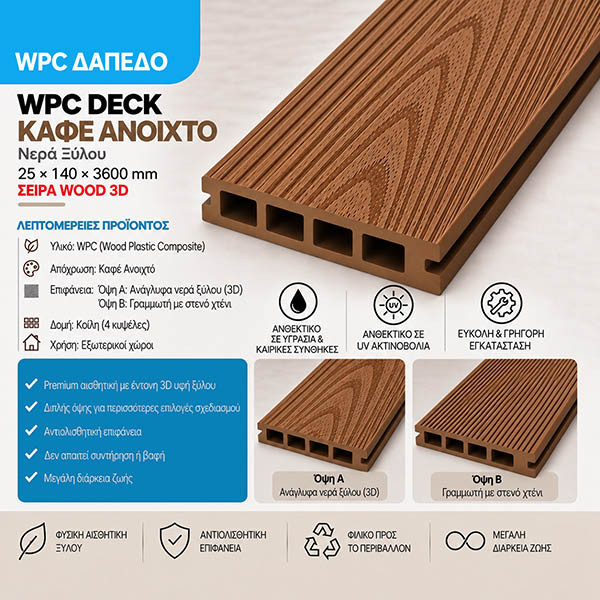 WPC DECK Σανίδα Δαπέδου Καφέ Ανοιχτό Wood 110