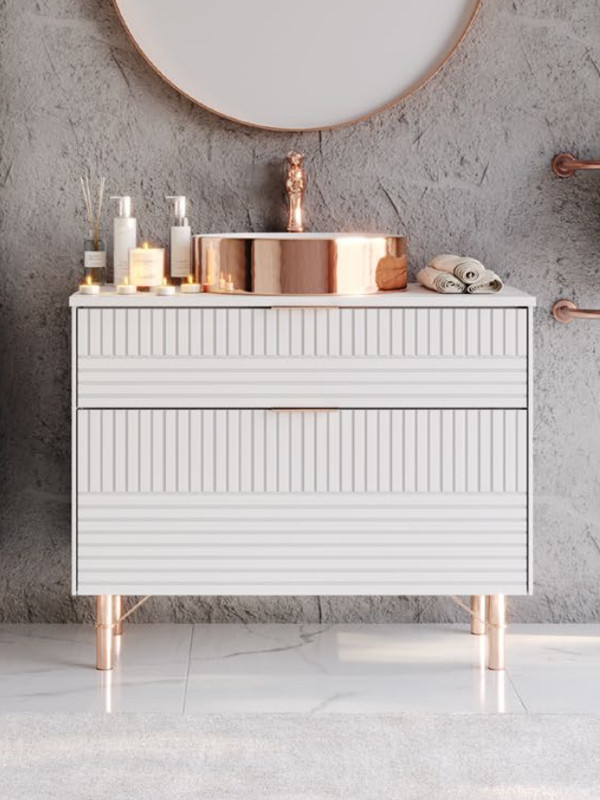 Martin Fiore 85 Matte White Βάση Επίπλου Μπάνιου Με Νιπτήρα