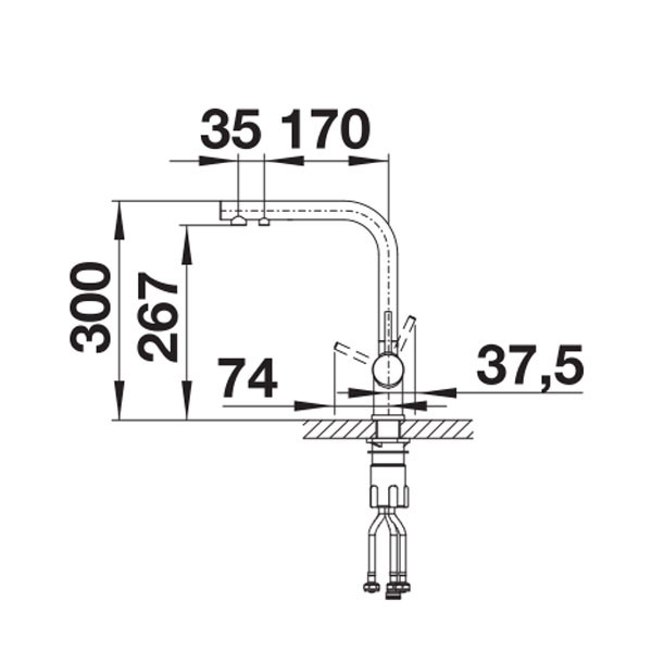 Blanco Fontas ΙΙ Satin Platinum 527714 Μπαταρία Κουζίνας Πάγκου