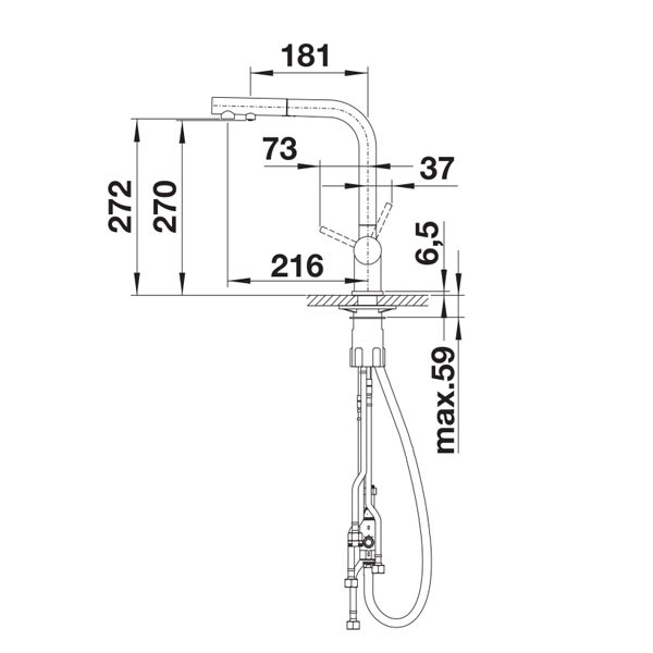 Blanco Fontas-S II Granite Black 526158 Μπαταρία Κουζίνας Αποσπώμενη