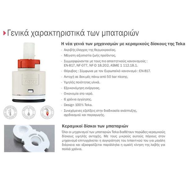 Teka Inca Pro Μπαταρία Νιπτήρος Χαμηλή