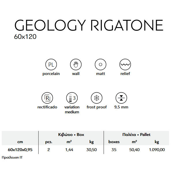 Karag Geology Rigatone Argilla Πλακάκι Κουζίνας