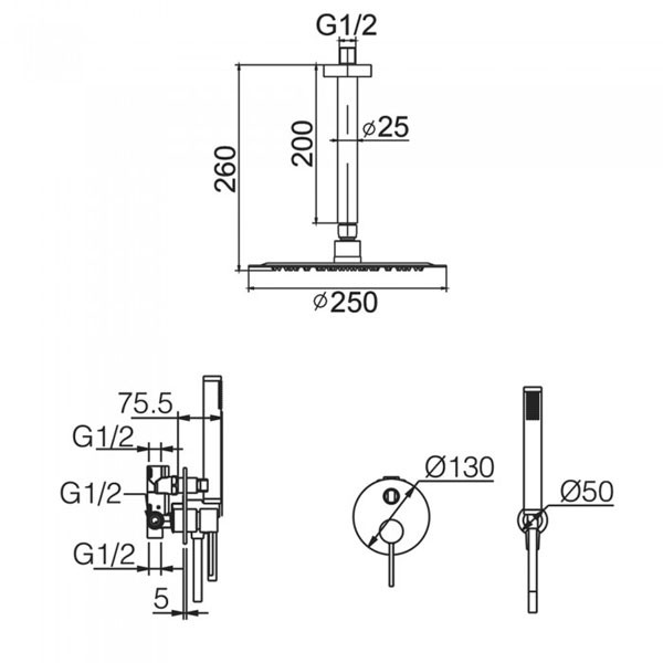 Imex Milos GPTS045/BL Σετ Εξαρτημάτων Εντοιχισμού