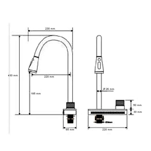 Sanitec Hi-Tech Chrome Μπαταρία Κουζίνας Πάγκου