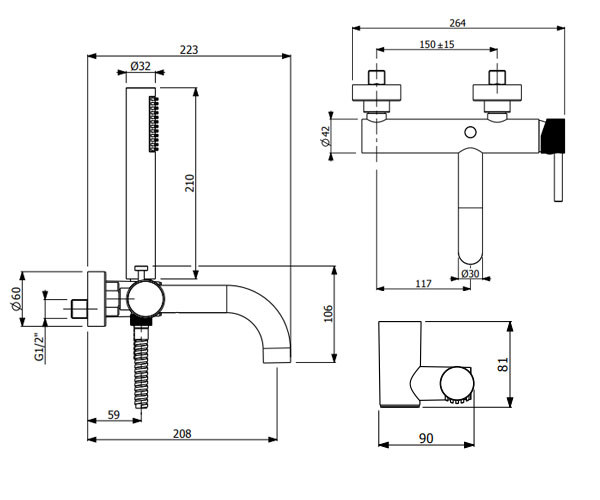 Armando Vicario Industrial 512100-100 Chrome Μπαταρία Λουτρού