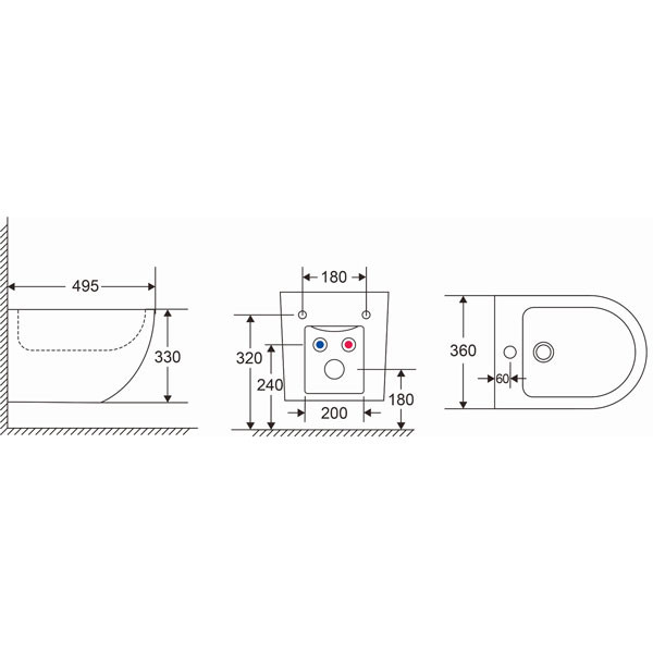 Karag Milos LT 046F-MB Μπιντέ Μπάνιου Κρεμαστό