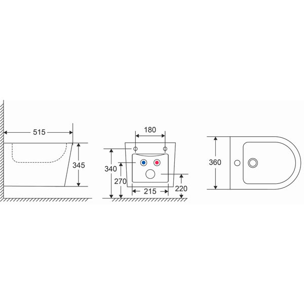Karag Milos LT 053F Μπιντέ Μπάνιου Κρεμαστό
