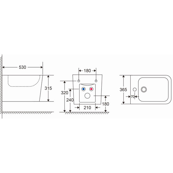 Karag LT 057F-MB Μπιντέ Μπάνιου Κρεμαστό